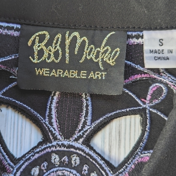Bob Mackie Vintage Embroidered Cut Out Jacket in Black Pink and White Size Small - Picture 4 of 13